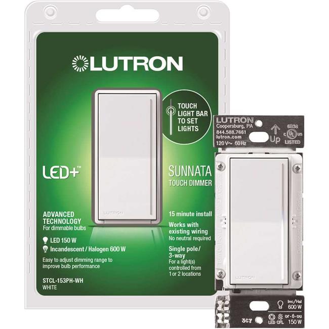 Lutron STCL153PHWH Sunnata Touch Dimmer with LED Light