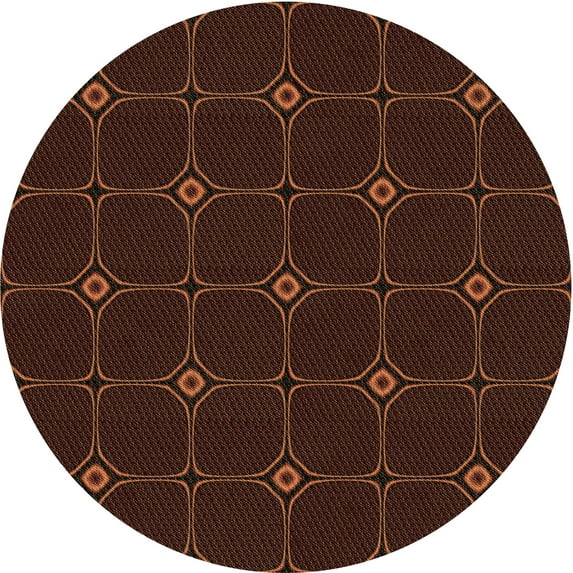 Ahgly Company Indoor Round Patterned Black Bean Brown Area Rugs, 3' Round