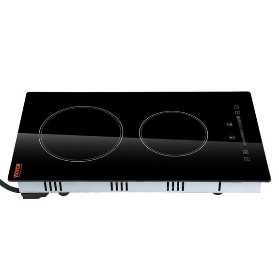Built in Electric Stove Top 20 x 11.6 Inch 2 Burners 240V Glass Radiant Cooktop with Sensor Touch Control Timer Child Lock 9 Power Levels for Simmer Steam Slow Cook Fry
