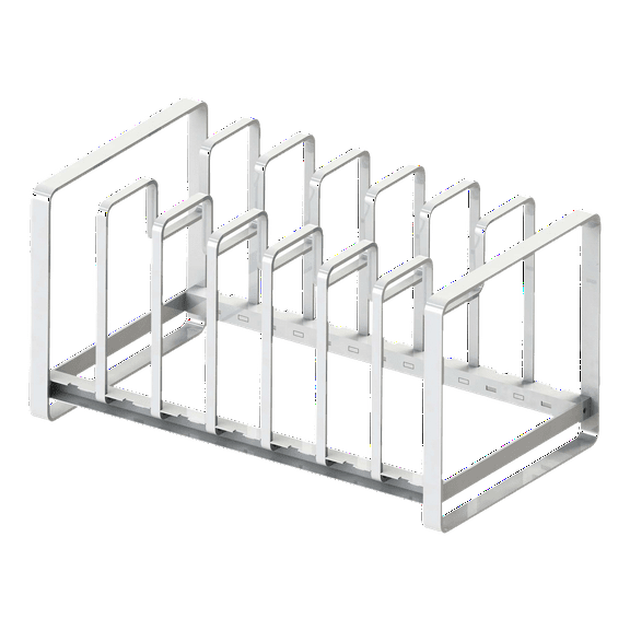 Yamazaki Home Adjustable Pot Lid and Frying Pan Organizer, Steel, Holds 15.4 lbs - L 7.87 x W 13.78 x H 7.09 inches White