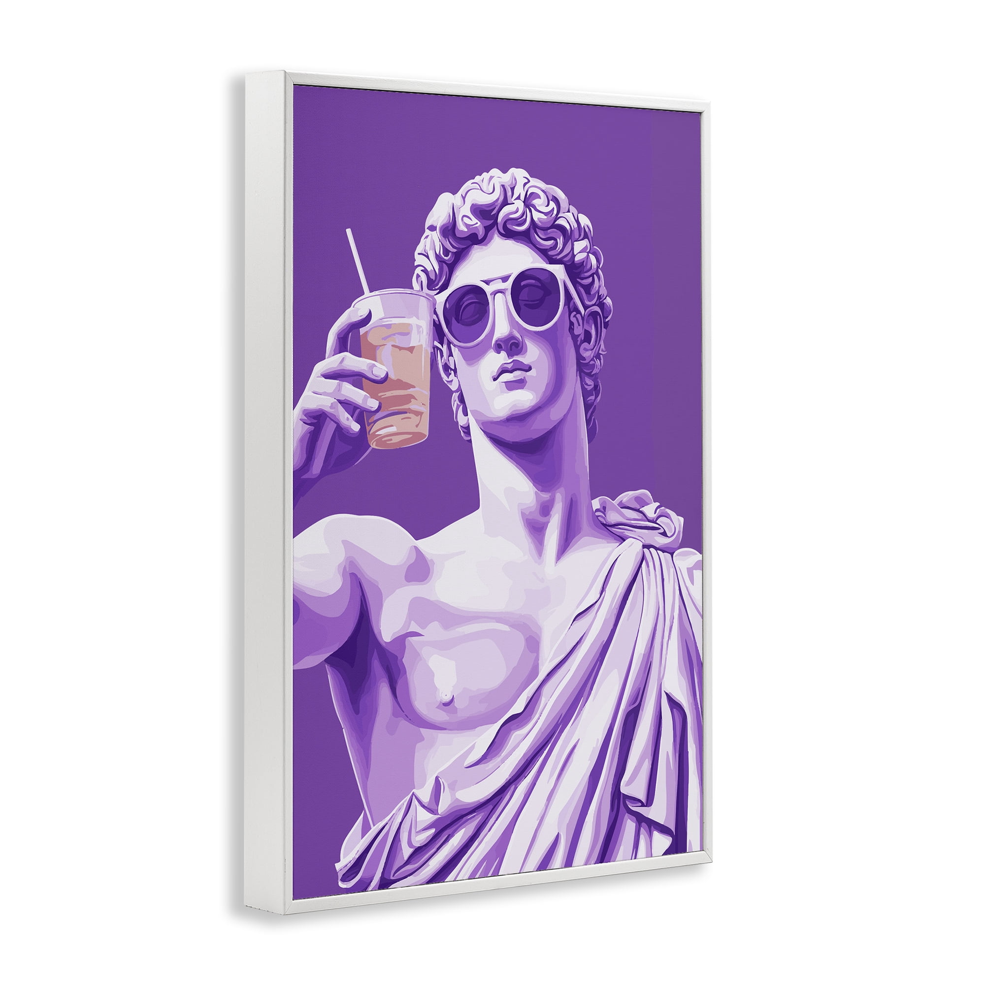 Stupell Industries Greek Statue Cheers White Framed Giclee Art, design by Andreas Magnusson