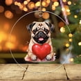 thumbnail image 3 of Happy Valentine's Day Pug Brings Love Heart Acrylic Round Ornament Dog Lover Gifts Home Tree Decor - 02028, 3 of 4
