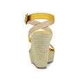 thumbnail image 2 of BLISSFUL STEP Women's Shoes Espadrille Wedge Slingback Crisscross Sandals Yellow 7.5, 2 of 7