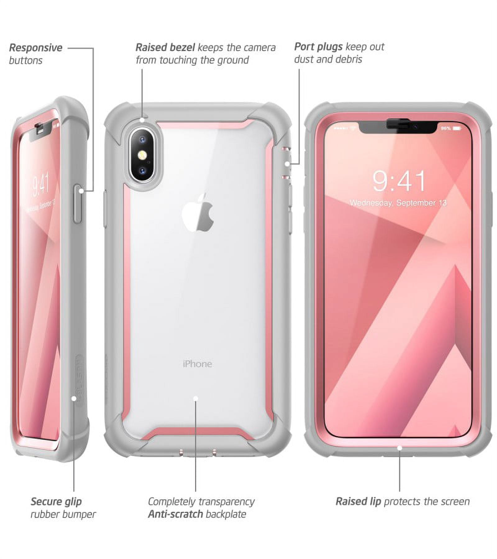iPhone XS Max Case, i-Blason [Ares] Full-body Rugged Clear Bumper Case with Built-in Screen Protector for iPhone XS Max Case (2018 Release)