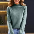 thumbnail image 5 of Mock Neck Sweaters for Women Knit Warm Sweater Long Sleeve Tops Casual Soft Lightweight Shirts Mint Green S, 5 of 6