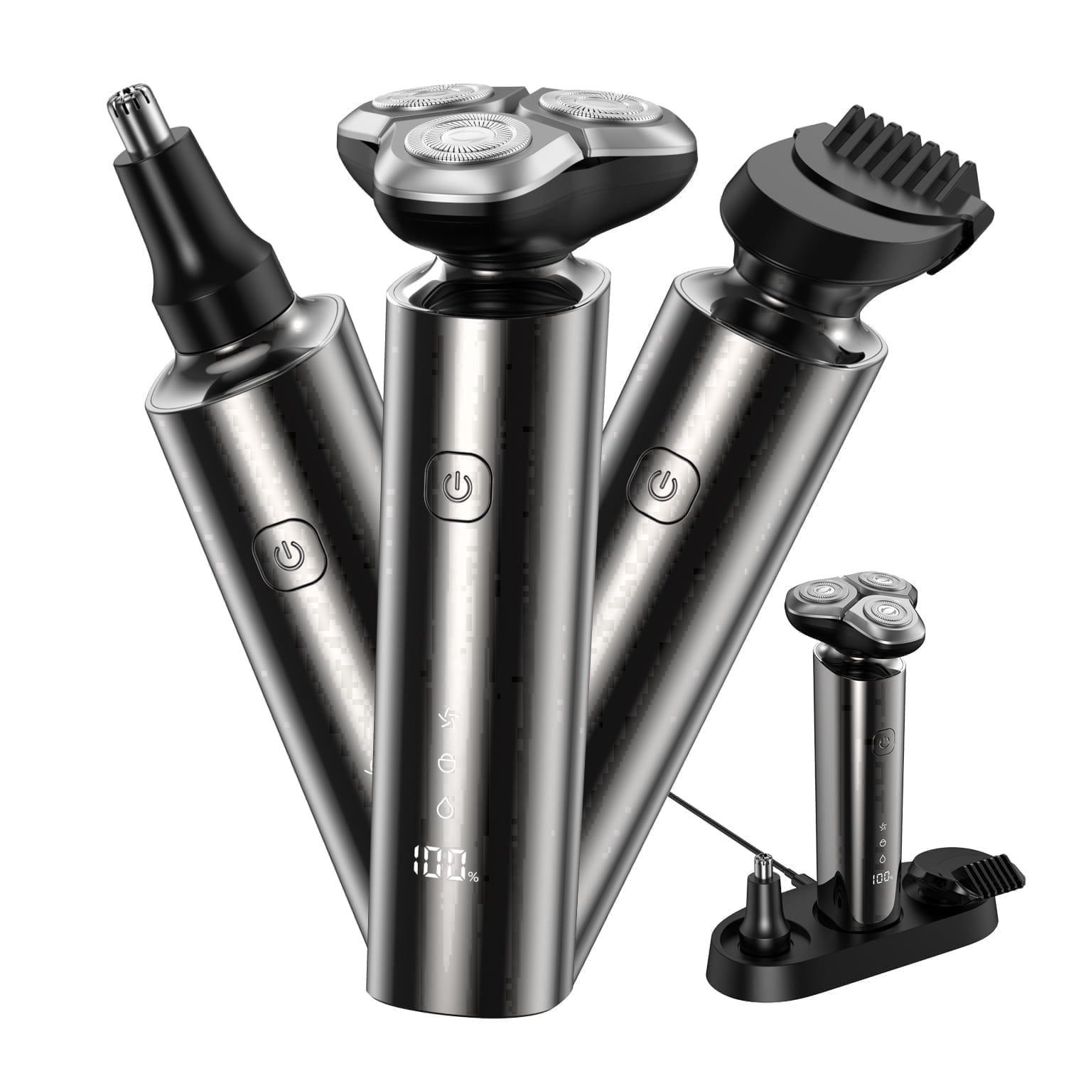 Obacre 3-in-1 Electric Razor with Charging Dock, Black photo 1