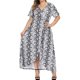 thumbnail image 5 of Moda Mujer Tallas grandes Vestidos largos Estampado con cuello en V Verano Casual Vestido largo fluido Fridja  qw6395, 5 of 9
