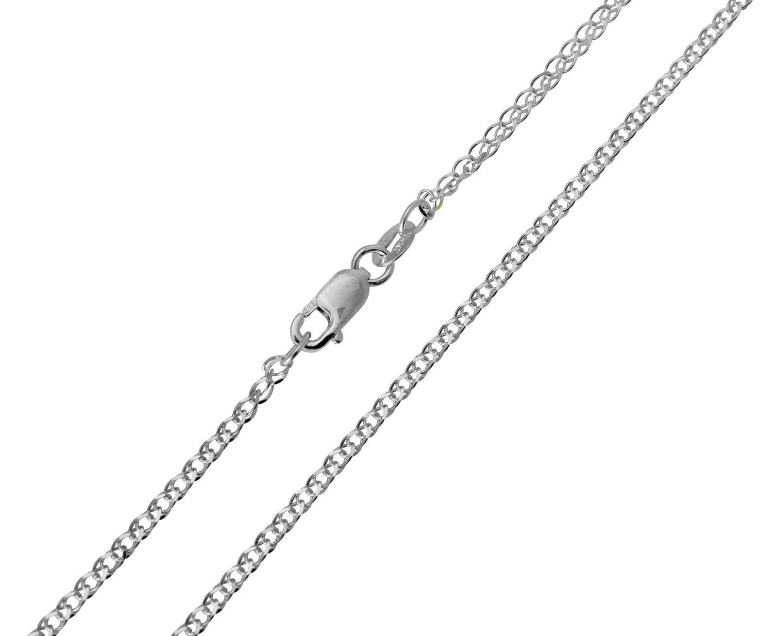 14K Real White Gold Flat Open Wheat Chain Necklace 1.4mm Width for
