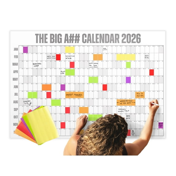 The Big A## Calendar Yearly Dry Erase Extra Large Wall Calendar January 2026 - December 2026, 4x3 Feet, Gray