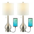 thumbnail image 3 of JONATHAN Y Tyler 24" Modern Classic Gourd Iron LED Table Lamp with Pull-Chain with Dual USB Charging Port, Nickel (Set of 2), JYL1127B-SET2, 3 of 5