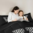 thumbnail image 4 of Feelyou Initial V Letter Bedding Comforter Set 7-Piece for Teen, Black White Monogrammed King Bedding Sets, Checkered Buffalo Reversible Bed Sheets, Lightweight Room Decor, 4 of 7