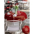 thumbnail image 4 of Outdoor Tablecloth with Umbrella Hole and Zipper, Christmas Snowflakes Round Table Cloth 54 Inch Waterproof Tablecloth, Winter Xmas Flower Red Yellow New Year Picnic Table Cover for Patio Camping, 4 of 7