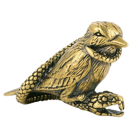 Masteelf 2-Piece Brass Snake and Bird Figurine Set, Tangled Animal Mini Sculptures for Home Decoration and Collectible Display