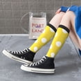 thumbnail image 5 of Naloa Yellow And White Polka Dot Knee Socks, High Socks Long Stretchy Sock Women Knee High Stocking, Long Socks for Women, 5 of 6