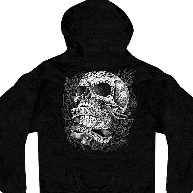Hot Leathers Menâ€™s Sweet Demise Hoodie, Black Cotton, Sugar