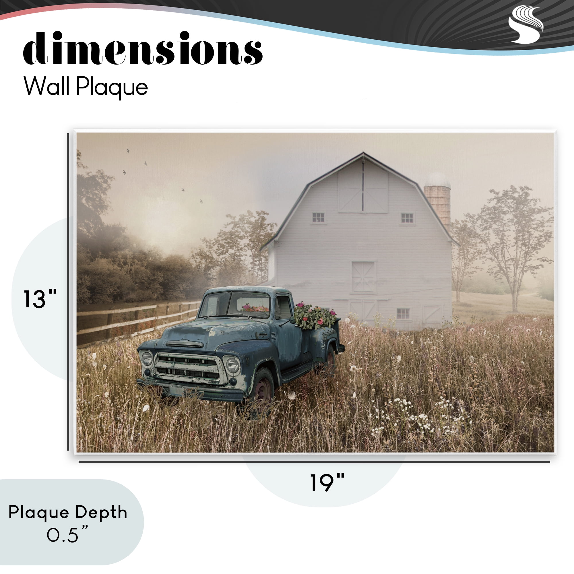 Stupell Industries Vintage Pickup in Wildflowers Wall Plaque Art, design by Nan
