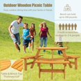 thumbnail image 7 of 6-Person Outdoor Circular Wooden Picnic Table, Camping Dining Table w/ 3 Built-in Benches, Outside Table Set with Umbrella Hole, 1720lb Capacity for Garden Patio Backyard - Natural, 7 of 7