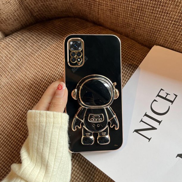 Funda con soporte plegable de astronauta chapado para Xiaomi Redmi Note 11 10 9 8 Pro 11s 10s 9s 8t 7 11pro 10pro 9c, funda con soporte de silicona Tan Jianjun unisex