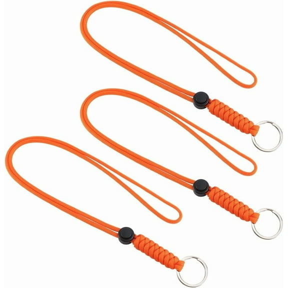 3Pcs Badge Lanyard with Key Ring Neck Lanyard Keychain Cord 18" Long Orange