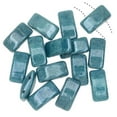 thumbnail image 2 of Czech Glass Carrier Beads, 2-Hole Rectangle 9x17mm, 15 Beads, Blue Luster, 2 of 3
