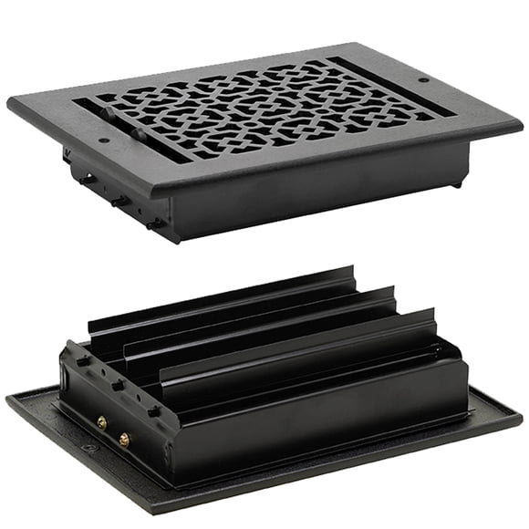 Achtek Évent d'Alimentation d'Air 6 Pouces x 8 Pouces Ouverture de Conduit (Surtout 7-1/2 Pouces x 9-3/4 Pouces) Couvercle de Registre en Aluminium Coulé Massif / Revêtement en Poudre