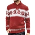 thumbnail image 2 of BONIXOOM Mens Sweater Modern Fit Sweater Pullover Christmas Crew Neck Mens Cardigan Sweater Red 2XL(US:12), 2 of 8