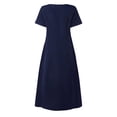 thumbnail image 3 of Dresses for Women, Women's A-Line Midi Dress, Short Sleeve Round Neck Button Front Casual Work Dress with Pockets for Summer, 3 of 5