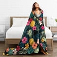 thumbnail image 4 of Yibo Palm Leaves Hibiscus Flowers Hawaii Blanket Ultra Soft Warm All Season Tropical Pineapples Fruit Decorative Blankets for Bed Chair Car Sofa Couch Bedroom, 4 of 6