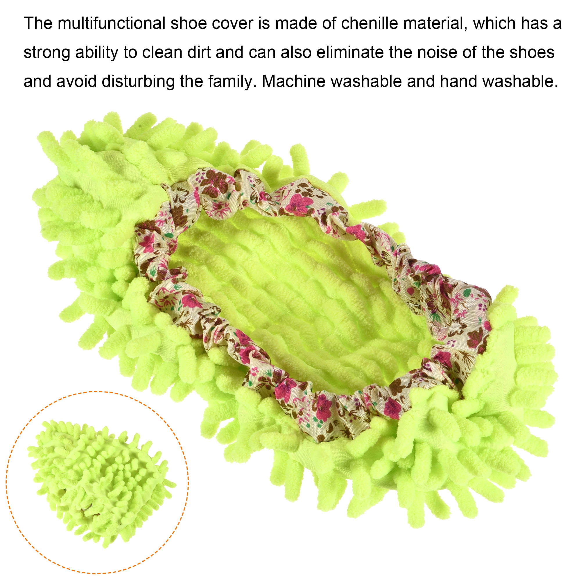 Unique Bargains Shoes Cover Multifunction Chenille Microfiber Duster Mop Green