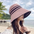 thumbnail image 4 of 56-58cm circunferencia de la cabeza ajustable mujer vacía sombrero para el sol verano ala grande anti-ultravioleta playa sombrero de pescador a rayas, 4 of 5