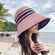 thumbnail image 4 of Sombrero de sol con ala grande para mujer, ajustable, con parte superior vacía, de 56 a 58 cm de circunferencia de la cabeza, para playa, antiultravioleta, a rayas, 4 of 5