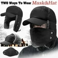 thumbnail image 5 of Blueek Outdoor Riding Mask Full Face, Windproof Warm Ear Hat Winter 3 in 1 Thermal Lined Trapper Hat with Ear Flap Full Face Warmer Cover Cycling Motorcycle, 5 of 8