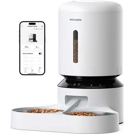 Petlibro Automatic Cat Feeder, 5G WiFi Automatic Dog Feeder with Freshness Preservation, 5L Timed Cat Feeder with Low Food Sensor, Up to 10 Meals Per Day, Granary Pet Feeder for Cats, White