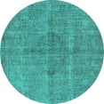 thumbnail image 1 of Ahgly Company Machine Washable Indoor Round Oriental Turquoise Blue Industrial Area Rugs, 7' Round, 1 of 4