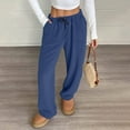 thumbnail image 2 of Hearthz Fleece Pj Pants Blue Fuzzy Fleece Cozy Elastic Waist Wide Leg Lounge Pants with Pockets Fall Winter Warm Womens Pj Bottoms, 2 of 8