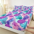 thumbnail image 3 of jejeloiu Pineapple Queen Sheet Sets,Tropical Monstera Leaf Flat Sheet,Watercolor Ombre Queen Fitted Sheet For Teens,Breathable Home Decor,4pcs, 3 of 7