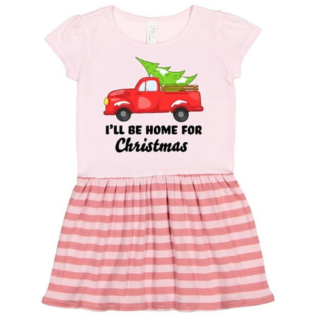 

Inktastic I ll Be Home for Christmas Truck with Tree Gift Toddler Girl Dress