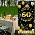 thumbnail image 5 of Happy 60th Birthday Decorations for Men Women, 60th Birthday Banner Backdrop, Fabric 60 Years Old Party Yard Sign Photo Props Door Decor Supplies, Sixty Black Gold Theme for Indoor Outdoor, 5 of 6