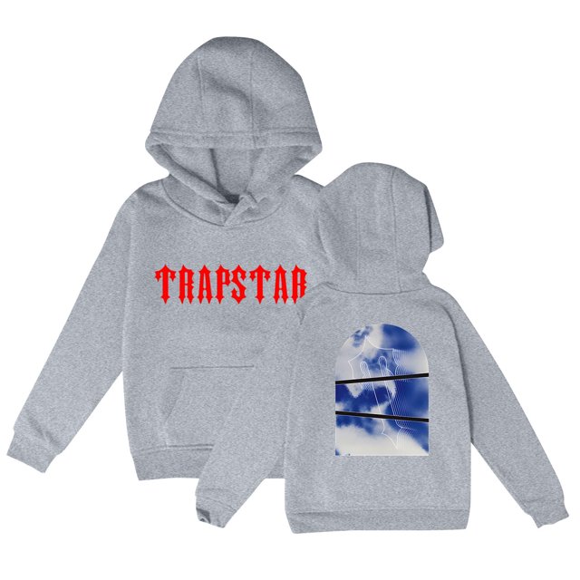 Hauts pour Enfants Trapstar Chandails à Capuchon pour Enfants Chandails Graphiques à Manches Longues Amples Trapstar Chandails à Capuchon Style Rue Hip-hop Chandails à Enfiler Filles Garçons Chandails à Capuchon (Gris, 100)