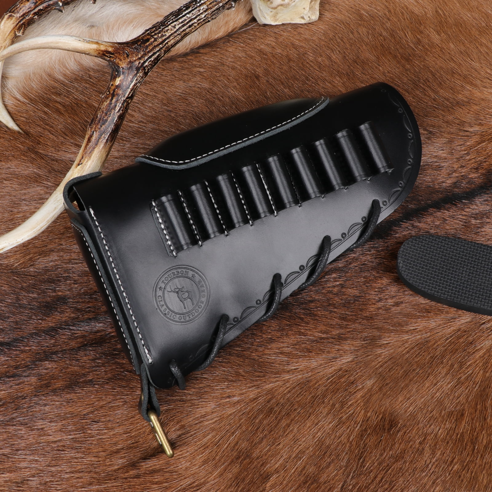 TOURBON Leather Recoil Pad  Extension Buttstock Cover -Black