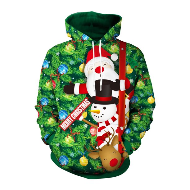 Sudadera con capucha de Navidad para hombre, ropa de calle 3D con estampado, jersey de manga larga con bolsillo, abrigo masculino, otoño