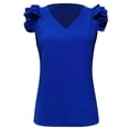 thumbnail image 3 of WAYUTE Tank Tops for Women Casual V Neck Flutter Sleeveless Solid Color Formal Blouse Summer Cropped Tank Top with Ruffle Hem, 3 of 4