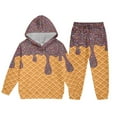 thumbnail image 4 of WOYY Tween Girls Outfits Ice Cream Print Hoodie Sweatshirt Joggers Set, Sizes 12-13, 4 of 7