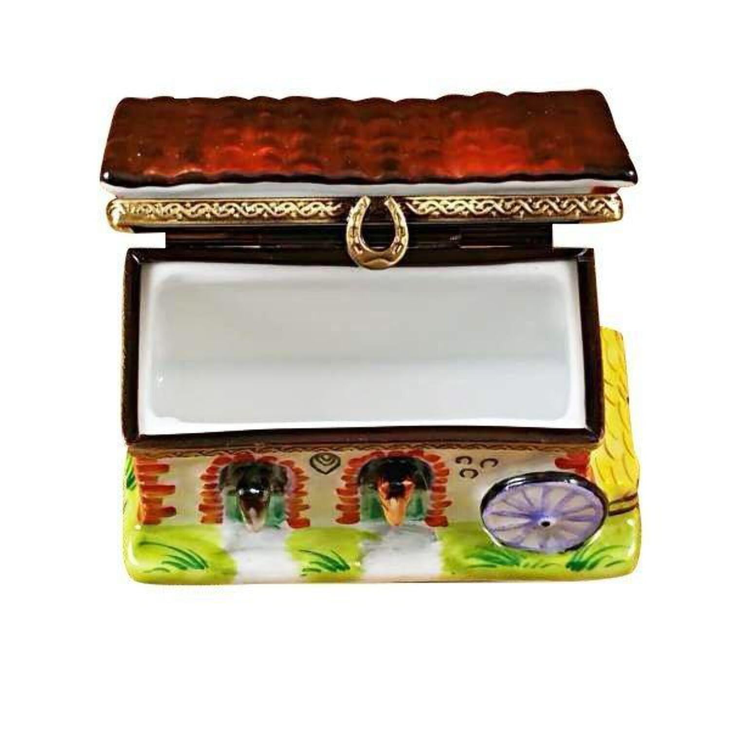 Horse Barn Limoges Box for Equestrian Collectors Limoges Box Porcelain Figurine