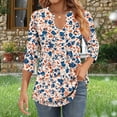 thumbnail image 4 of Jsaierl Tops for Women 3/4 Sleeve Plus Size V Neck Shirts Trendy Print Ladies Pleated Blouses Classic Dressy Tunic Top S-2XL, 4 of 6