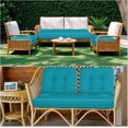 thumbnail image 4 of Outdoor Wicker Chair Cushions of 3 Pieces 44 x 19 x 4 Inch Waterproof Tufted Bench Cushions for Patio Furniture Fade Resistant 1 Loveseat and 2 Square Seat Pad for Swing Sofa Settee (Lake Blue), 4 of 12