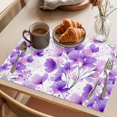thumbnail image 3 of Purple Flowers Placemats Set of 4 Spring Blooms Botanicals Watercolor Floral Place Mats Indoor Wipeable Table Mats Washable Dining Table Placemats for Kitchen Holiday Party Home Decor 13x19 Inch, 3 of 9
