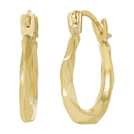 Brilliance Fine Girl’s 14K Yellow Gold Swirl Hoop Earrings for Kids