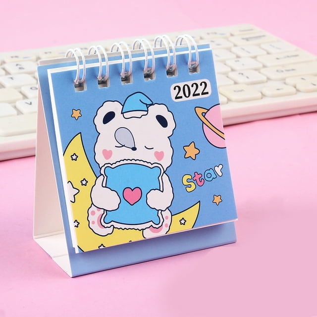 Small Desk Calendar Desktop Calendar Mini Desk Calendar 2022 Mini Desk Calendar Small Desk Calendar Year 2022 Cartoon Pattern Exquisite Design 360 Degrees Page Turning Stable 2022
