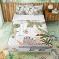 thumbnail image 2 of Erosebridal Boho Cartoon Dinosaur Zipper Twin Comforter Sets with Fitted Sheet and 2 Pillowcases for Boys Girls, Green Tropical Leaf Print Zipper Bedding Set, Reversible, 4 Pieces, 2 of 7